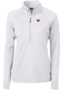 Cutter and Buck K-State Wildcats Womens White Adapt Eco 1/4 Zip Pullover