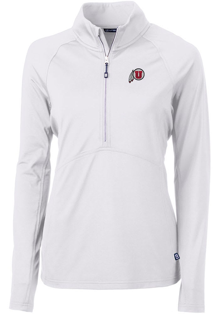 Cutter and Buck Utah Utes Womens White Adapt Eco Long Sleeve Pullover