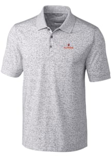 Cutter and Buck Illinois Fighting Illini Mens Grey Advantage Space Dye Short Sleeve Polo