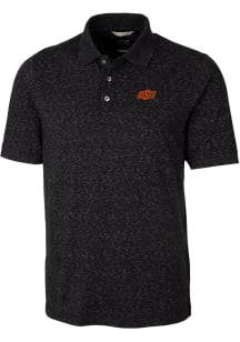 Cutter and Buck Oklahoma State Cowboys Mens Black Advantage Space Dye Short Sleeve Polo