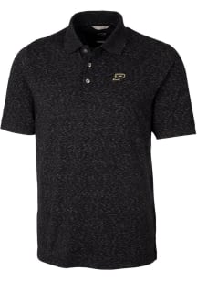 Cutter and Buck Purdue Boilermakers Mens Black Advantage Space Dye Short Sleeve Polo