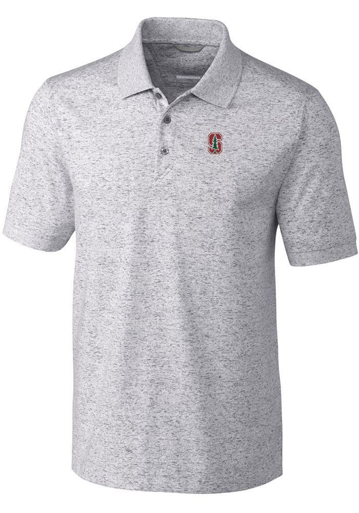 Cutter and Buck Stanford Cardinal Mens Grey Advantage Space Dye Short Sleeve Polo