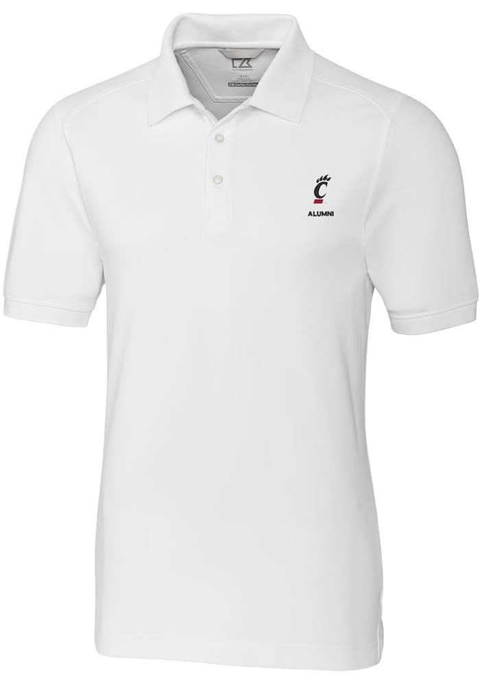 Cutter and Buck Cincinnati Bearcats Mens White Advantage Alumni Short Sleeve Polo