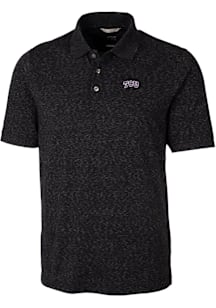 Cutter and Buck TCU Horned Frogs Mens Black Advantage Space Dye Short Sleeve Polo
