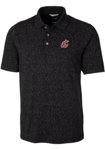 Cutter and Buck Washington State Cougars Mens Black Advantage Space Dye Short Sleeve Polo