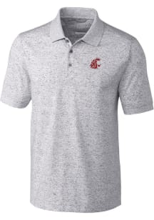 Cutter and Buck Washington State Cougars Mens Grey Advantage Space Dye Short Sleeve Polo