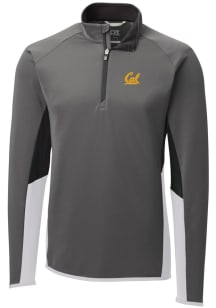 Cutter and Buck Cal Golden Bears Mens Grey Traverse Colorblock Long Sleeve 1/4 Zip Pullover