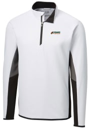 Cutter and Buck Florida A&M Rattlers Mens White Traverse Colorblock Long Sleeve 1/4 Zip Pullover