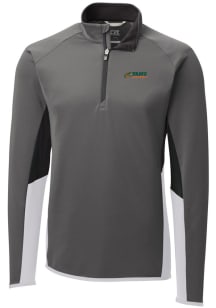 Cutter and Buck Florida A&amp;M Rattlers Mens Grey Traverse Colorblock Long Sleeve 1/4 Zip Pullover