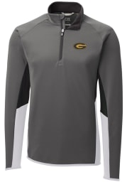 Cutter and Buck Grambling State Tigers Mens Grey Traverse Colorblock Long Sleeve 1/4 Zip Pullover
