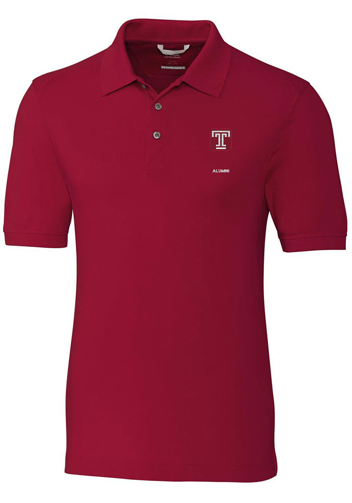 Cutter and Buck Temple Owls Mens Red Advantage Alumni Short Sleeve Polo