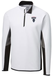 Cutter and Buck Howard Bison Mens White Traverse Colorblock Long Sleeve 1/4 Zip Pullover