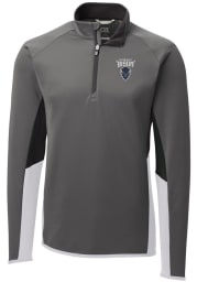 Cutter and Buck Howard Bison Mens Grey Traverse Colorblock Long Sleeve 1/4 Zip Pullover