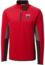 Cutter and Buck Howard Bison Mens Red Traverse Colorblock Long Sleeve 1/4 Zip Pullover