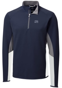 Cutter and Buck Jackson State Tigers Mens Navy Blue Traverse Colorblock Long Sleeve 1/4 Zip Pull..