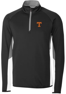 Cutter and Buck Tennessee Volunteers Mens Black Traverse Colorblock Long Sleeve 1/4 Zip Pullover