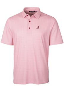 Cutter and Buck Alabama Crimson Tide Mens Red Pike Double Dot Short Sleeve Polo