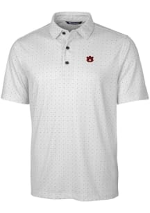 Cutter and Buck Auburn Tigers Mens Charcoal Pike Double Dot Short Sleeve Polo