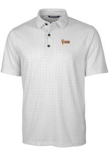 Cutter and Buck Arizona State Sun Devils Mens Charcoal Pike Double Dot Short Sleeve Polo