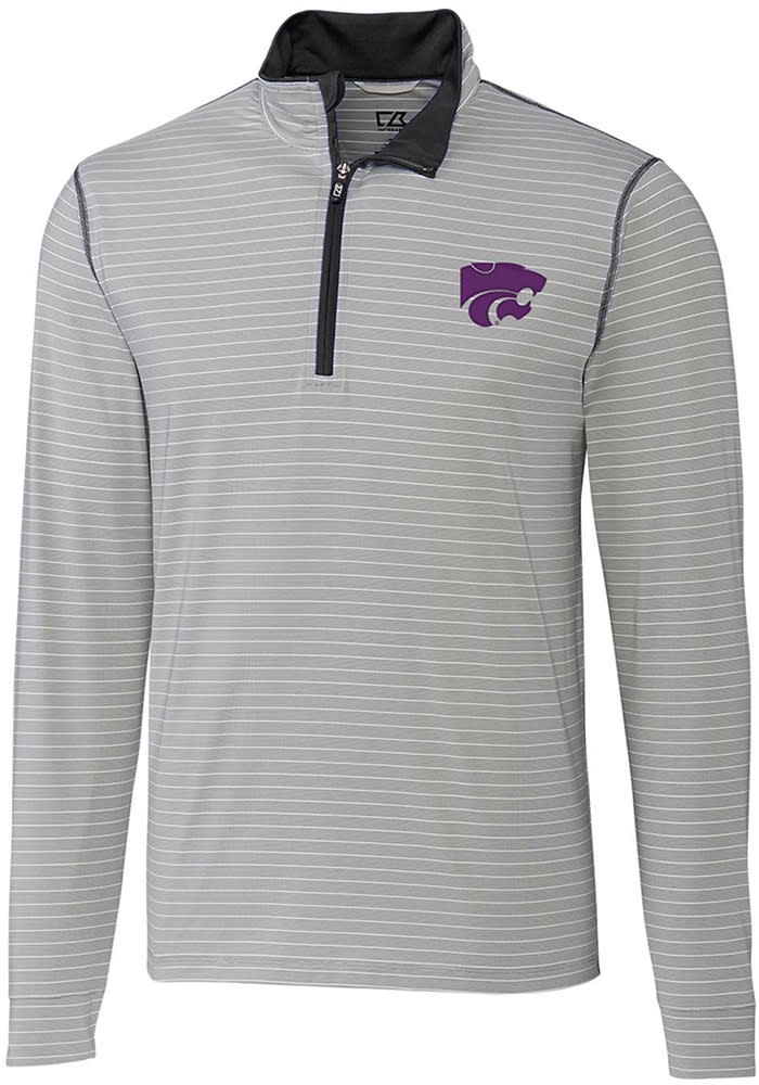 Cutter and Buck K-State Wildcats Mens Grey Meridian Long Sleeve 1/4 Zip Pullover