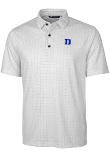 Cutter and Buck Duke Blue Devils Mens Charcoal Pike Double Dot Short Sleeve Polo