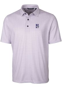 Mens Northwestern Wildcats Purple Cutter and Buck Pike Double Dot Short Sleeve Polo Shirt