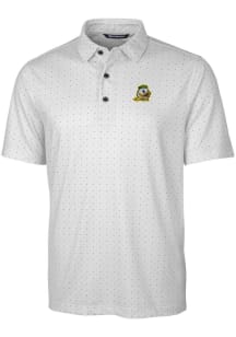 Cutter and Buck Oregon Ducks Mens White Pike Double Dot Short Sleeve Polo