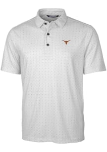 Cutter and Buck Texas Longhorns Mens Charcoal Pike Double Dot Short Sleeve Polo