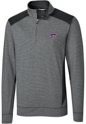 Cutter and Buck K-State Wildcats Mens Black Shoreline Colorblock Long Sleeve 1/4 Zip Pullover