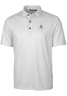 Cutter and Buck Virginia Cavaliers Mens Charcoal Pike Double Dot Short Sleeve Polo