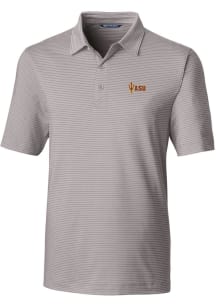 Cutter and Buck Arizona State Sun Devils Mens Grey Forge Pencil Stripe Short Sleeve Polo