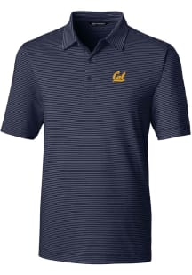 Cutter and Buck Cal Golden Bears Mens Navy Blue Forge Pencil Stripe Short Sleeve Polo