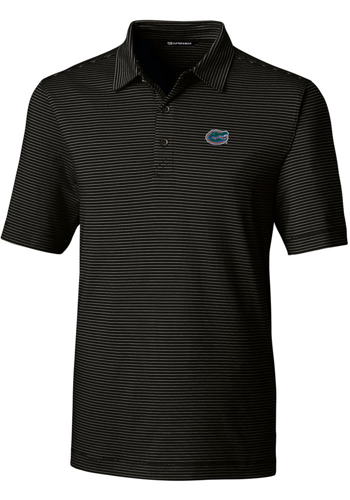 Cutter and Buck Florida Gators Mens Black Forge Pencil Stripe Short Sleeve Polo