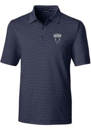 Cutter and Buck Howard Bison Mens Navy Blue Forge Pencil Stripe Short Sleeve Polo
