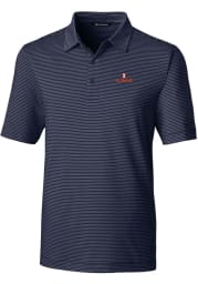 Cutter and Buck Illinois Fighting Illini Mens Navy Blue Forge Pencil Stripe Short Sleeve Polo