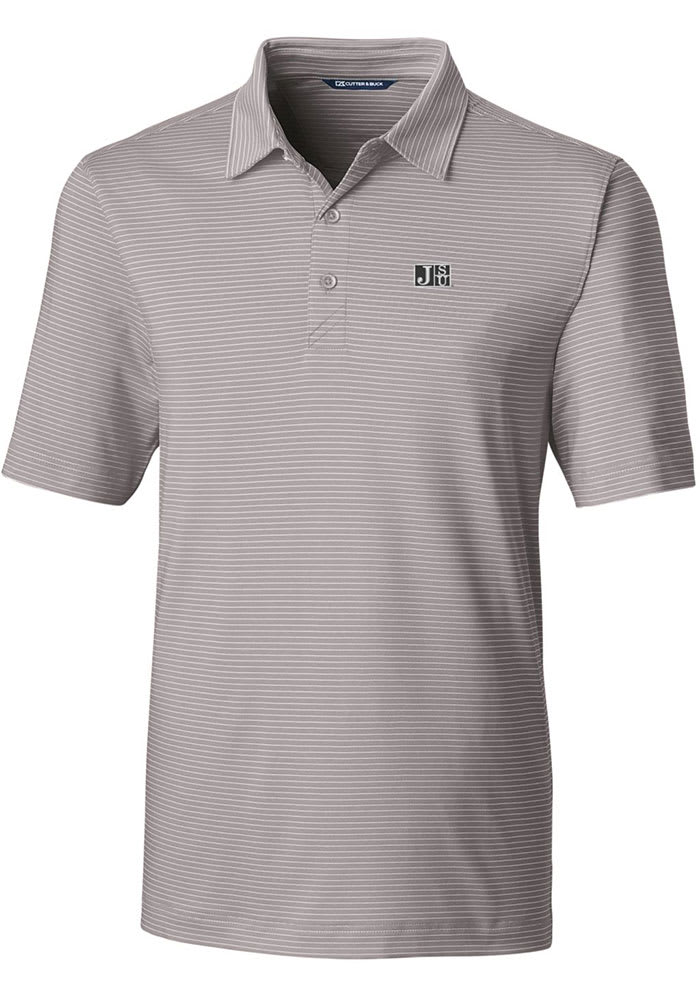 Cutter and Buck Jackson State Tigers Mens Grey Forge Pencil Stripe Short Sleeve Polo