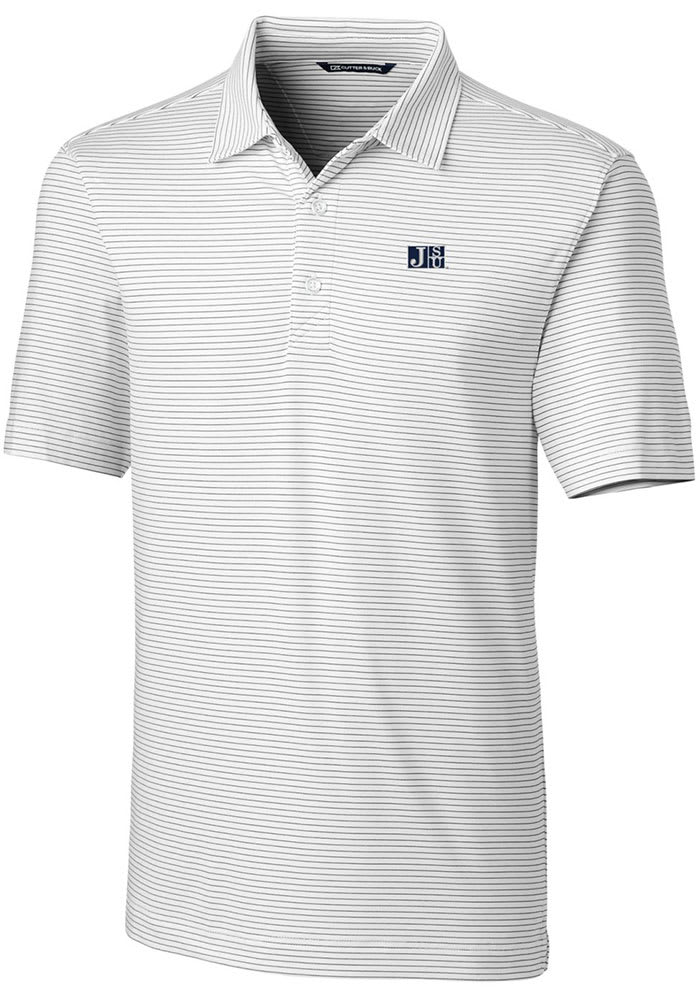 Cutter and Buck Jackson State Tigers Mens White Forge Pencil Stripe Short Sleeve Polo