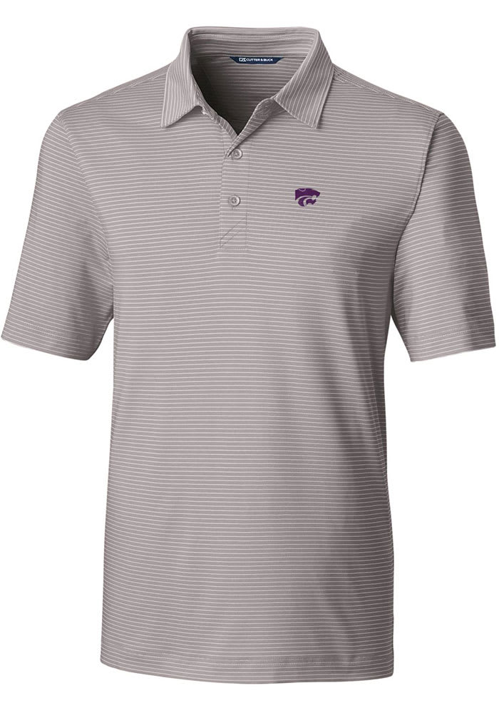 Cutter and Buck K-State Wildcats Mens Grey Forge Pencil Stripe Short Sleeve Polo