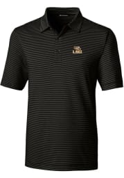 Cutter and Buck LSU Tigers Mens Black Forge Pencil Stripe Short Sleeve Polo