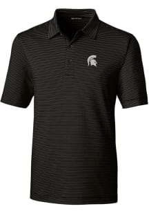 Cutter and Buck Michigan State Spartans Mens Black Forge Pencil Stripe Short Sleeve Polo