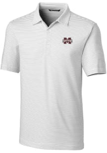 Cutter and Buck Mississippi State Bulldogs Mens White Forge Pencil Stripe Short Sleeve Polo