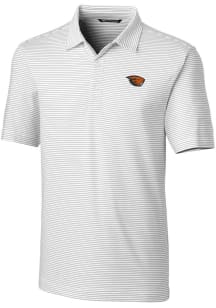 Cutter and Buck Oregon State Beavers Mens White Forge Pencil Stripe Short Sleeve Polo