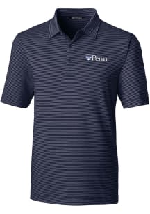 Cutter and Buck Pennsylvania Quakers Mens Navy Blue Forge Pencil Stripe Short Sleeve Polo