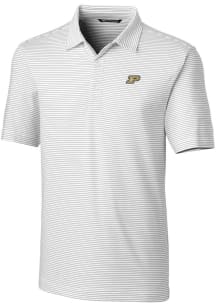 Cutter and Buck Purdue Boilermakers Mens White Forge Pencil Stripe Short Sleeve Polo