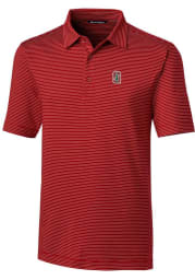 Cutter and Buck Stanford Cardinal Mens Red Forge Pencil Stripe Short Sleeve Polo