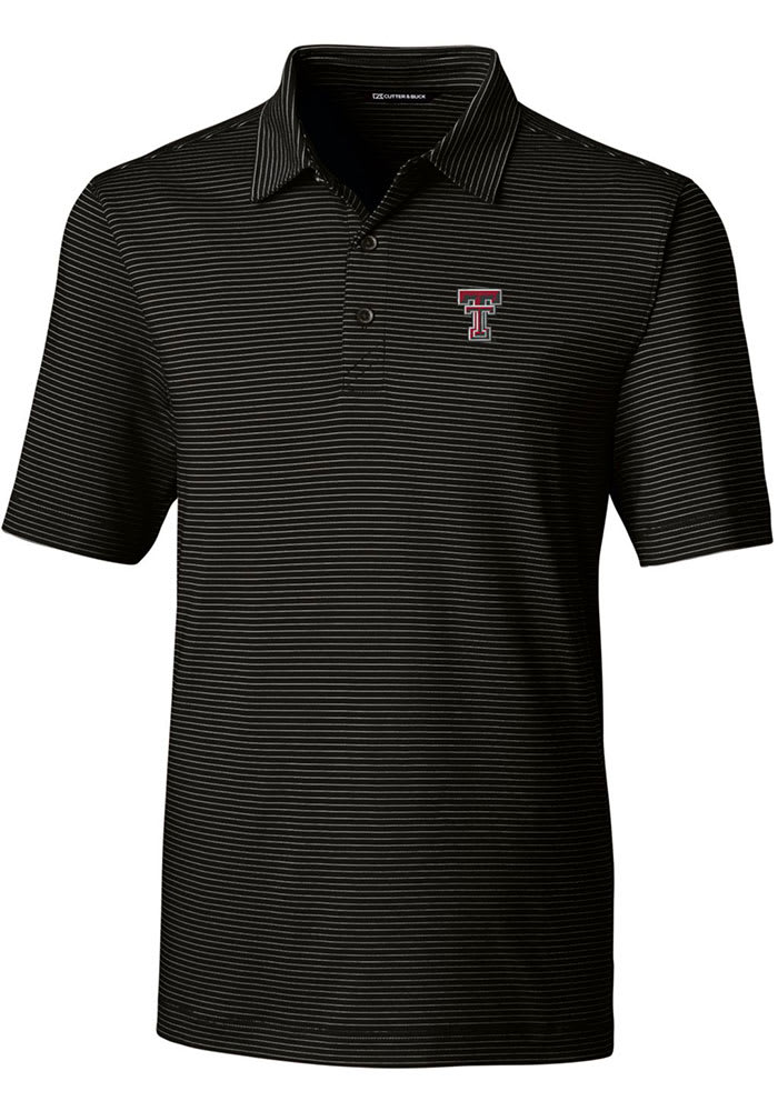 Cutter and Buck Texas Tech Red Raiders Mens Black Forge Pencil Stripe Short Sleeve Polo