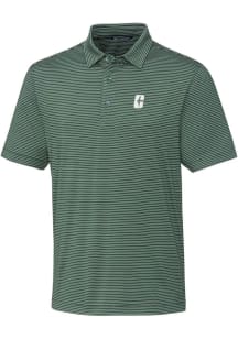Cutter and Buck UNCC 49ers Mens Green Forge Pencil Stripe Short Sleeve Polo