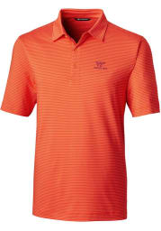 Cutter and Buck Virginia Tech Hokies Mens Orange Forge Pencil Stripe Short Sleeve Polo