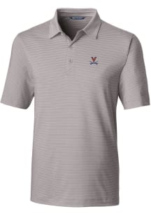 Cutter and Buck Virginia Cavaliers Mens Grey Forge Pencil Stripe Short Sleeve Polo