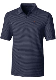Cutter and Buck Virginia Cavaliers Mens Navy Blue Forge Pencil Stripe Short Sleeve Polo